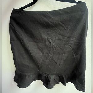 Tahari Black A-Line Linen Skirt